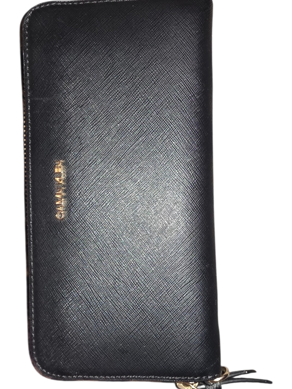 Calvin Klein Black Leather Zip-Around Wallet